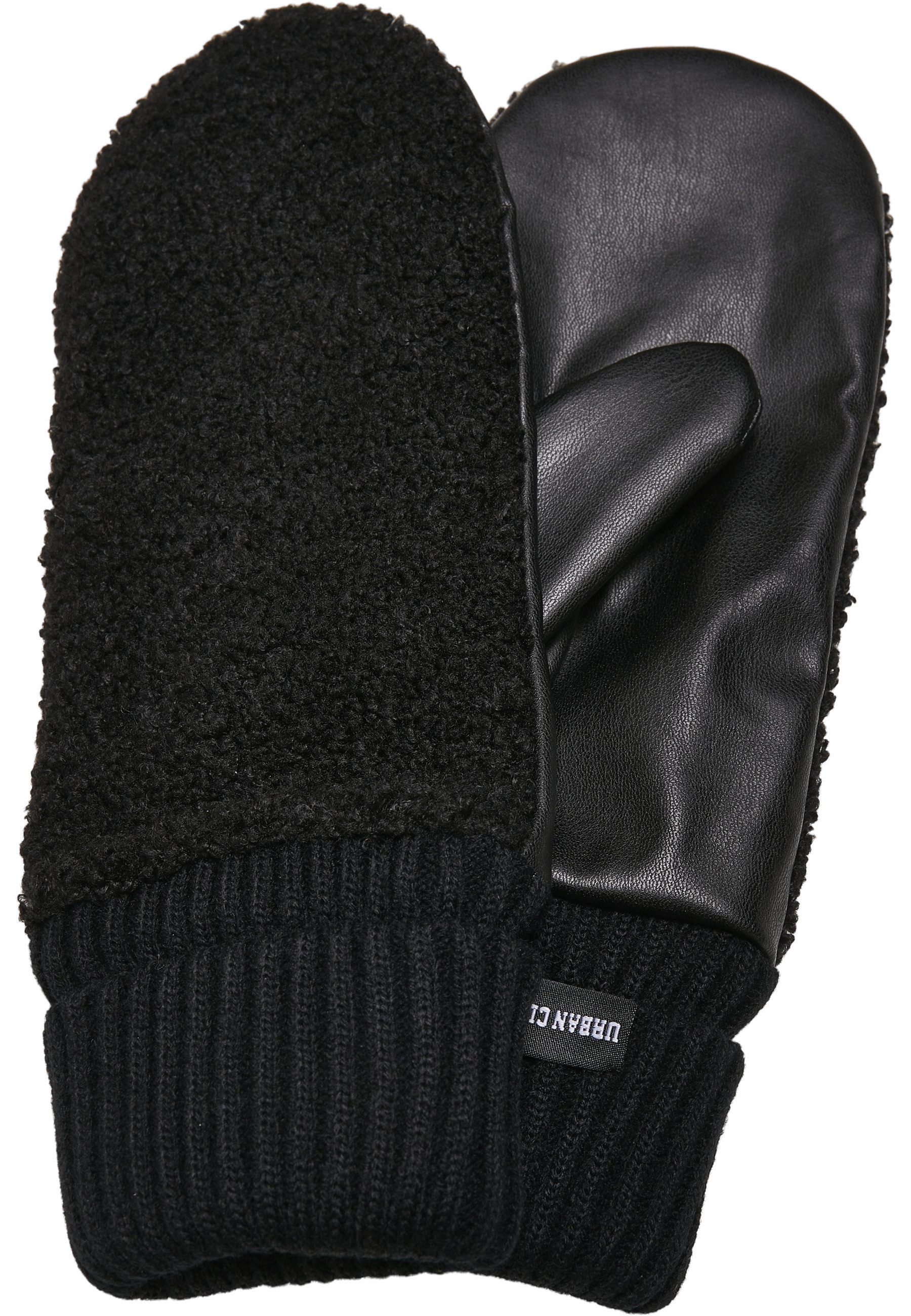 URBAN CLASSICS Baumwollhandschuhe Urban Classics Unisex Sherpa Synthetic Leather Gloves