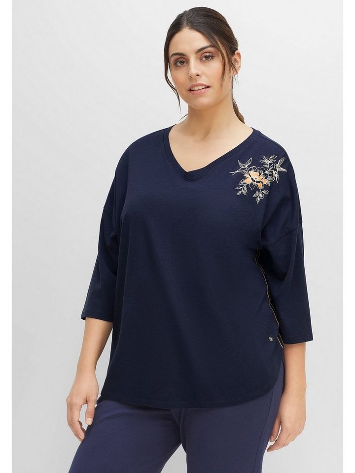 Sheego 3/4-Arm-Shirt Große Größen aus Baumwoll-Modal-Mix, hinten längere  Form