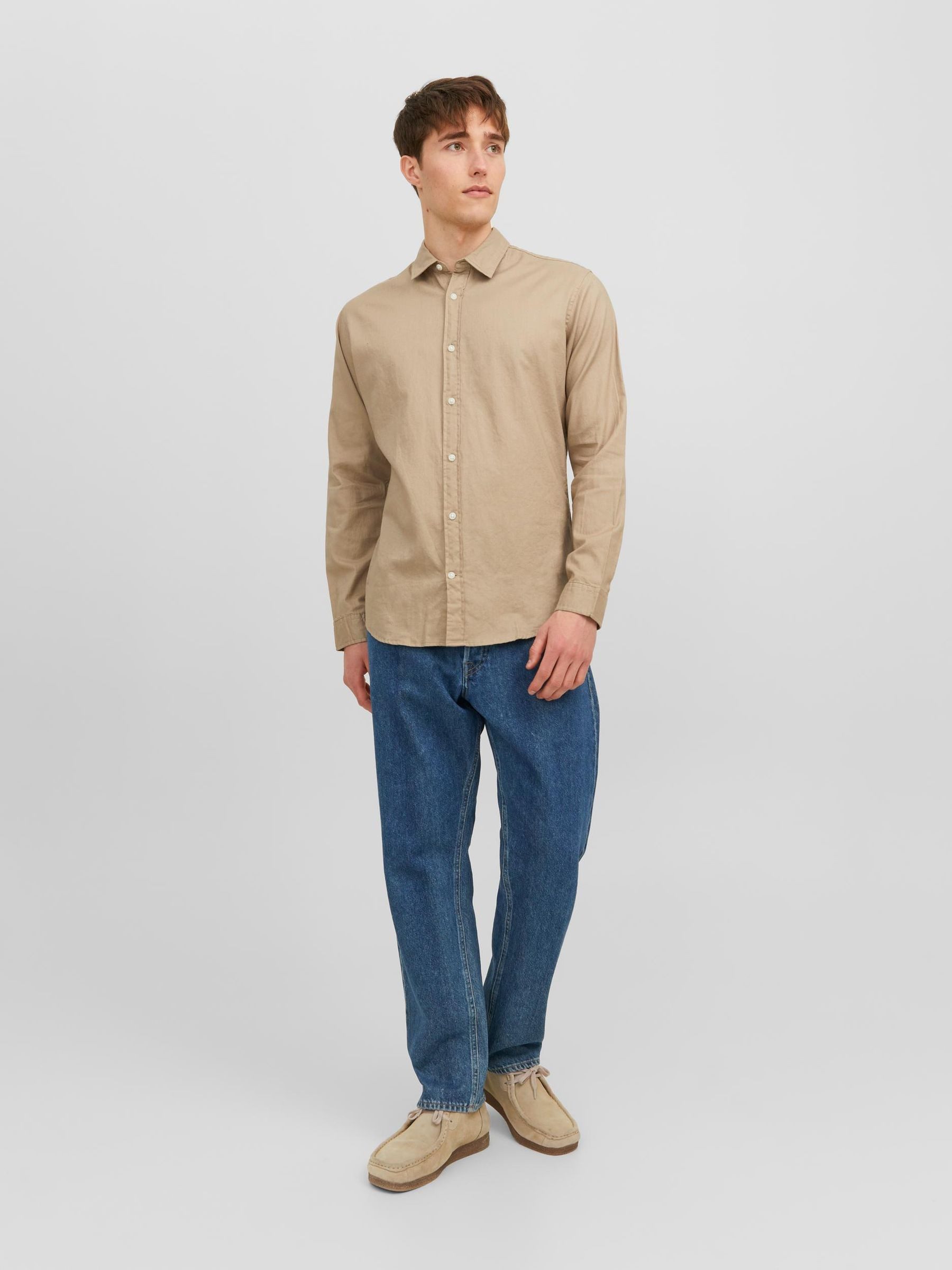 Jack & Jones Langarmhemd Slim Fit JJEGINGHAM für Herren JJEGINGHAM TWILL SHIRT L/S NOOS