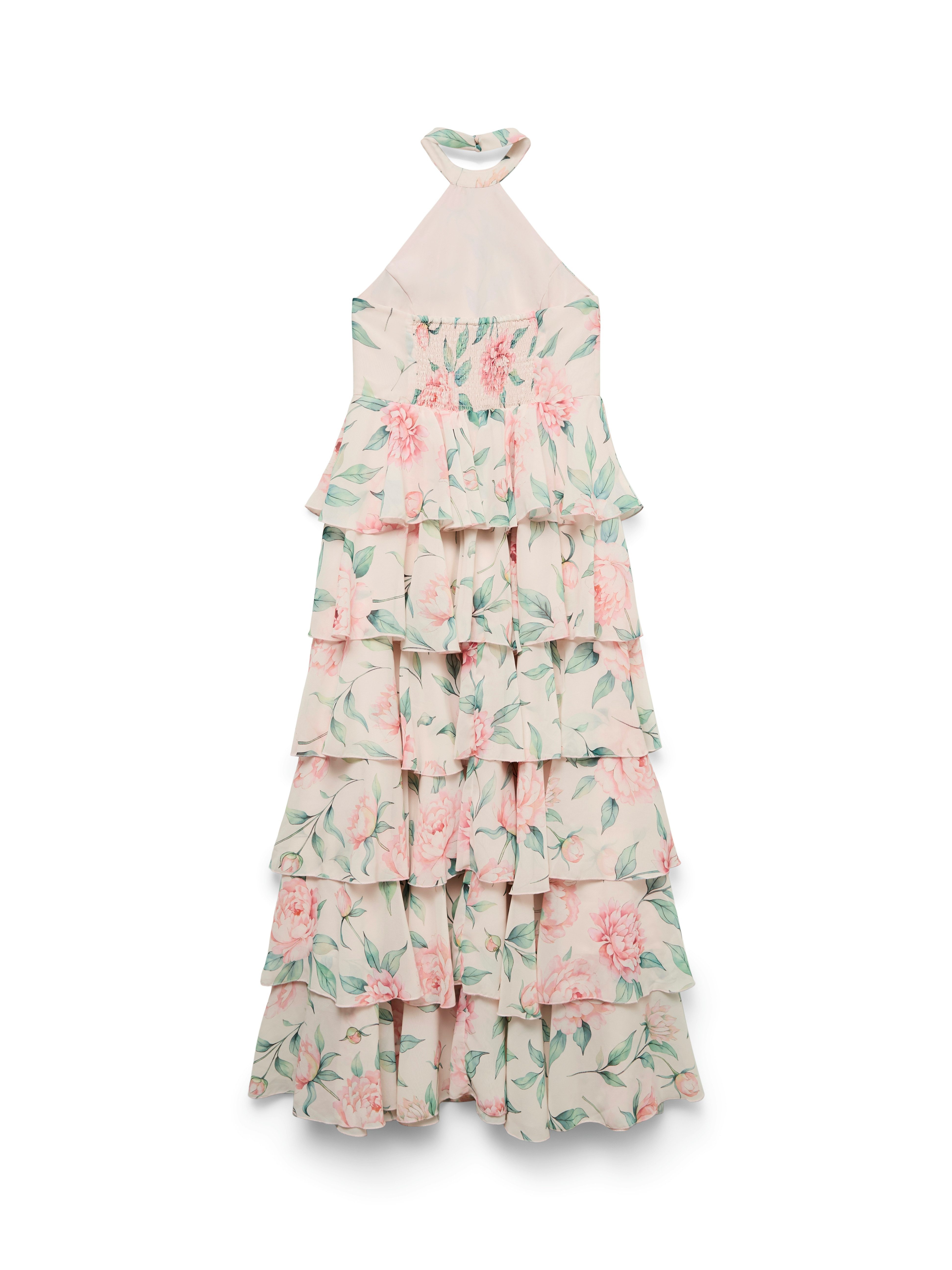 Vero Moda Maxikleid VMFELICIA SLHALTER RUFFLE MAXI DRESS EXP Kunstfaser