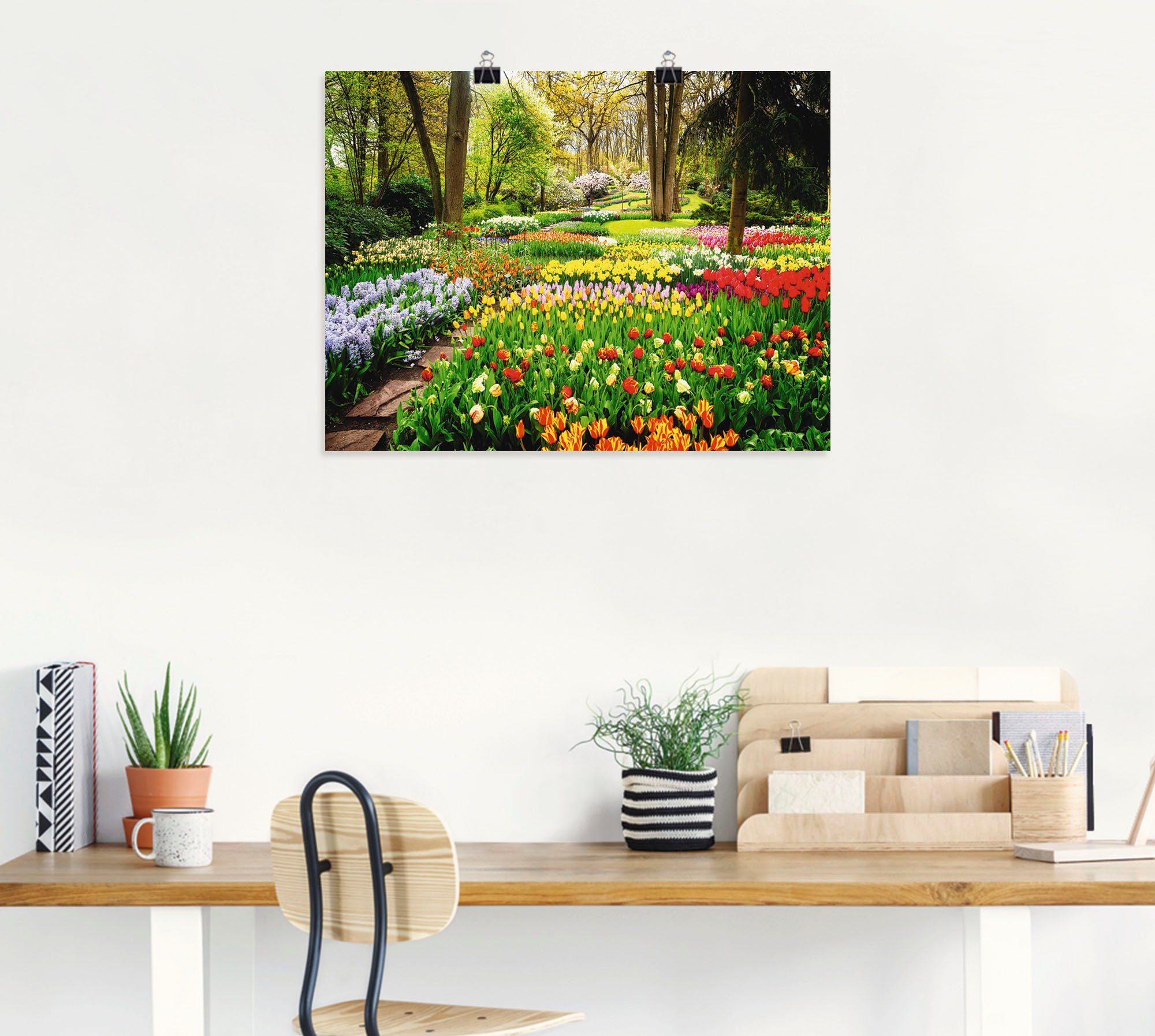 Artland Wandbild Tulpen Garten Leinwandbild, (1 Alubild, Frühling, Blumenwiese Poster als versch. Größen oder Wandaufkleber St), in