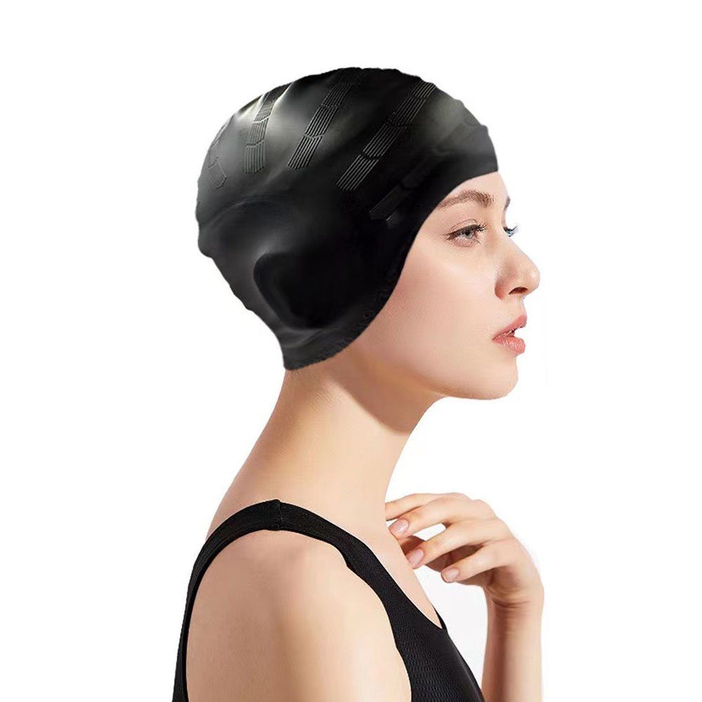 wimm Badekappe Badekappe Gehörschutz 3D Badehaube Badekappe Damen Herren