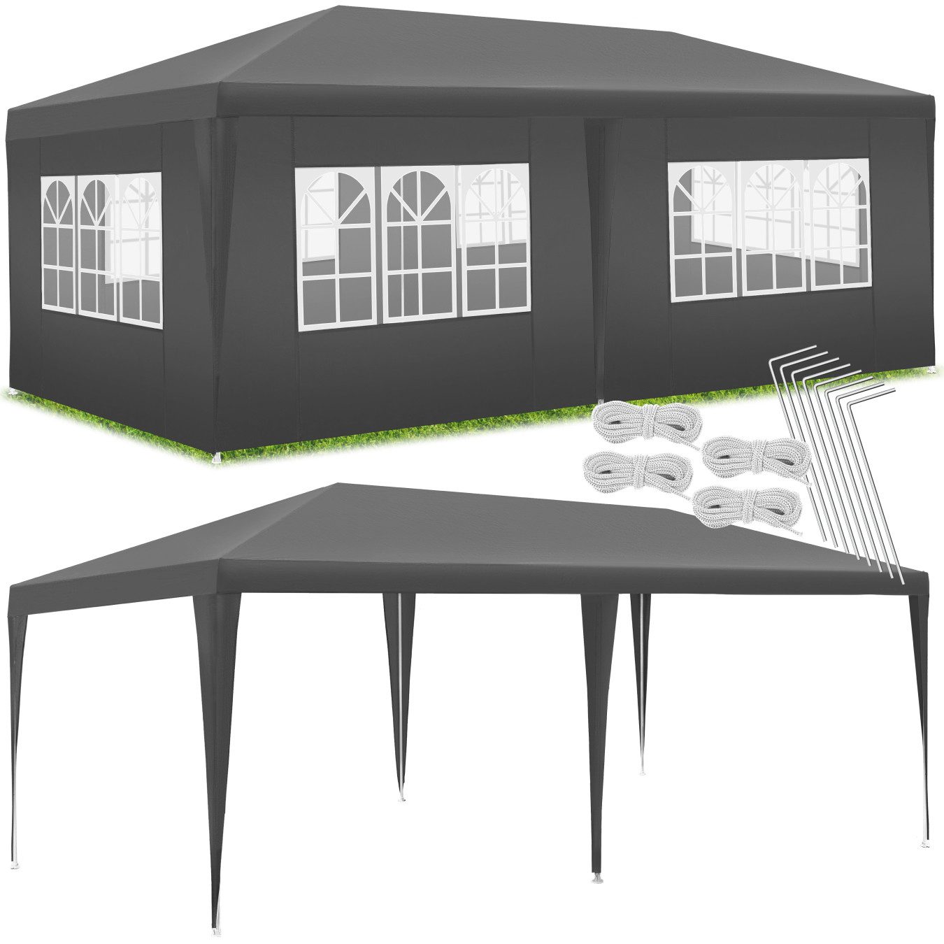 tectake Pavillon Vivara, mit 5 Seitenteilen, (Set inkl. Seitenteile), mit Fenster