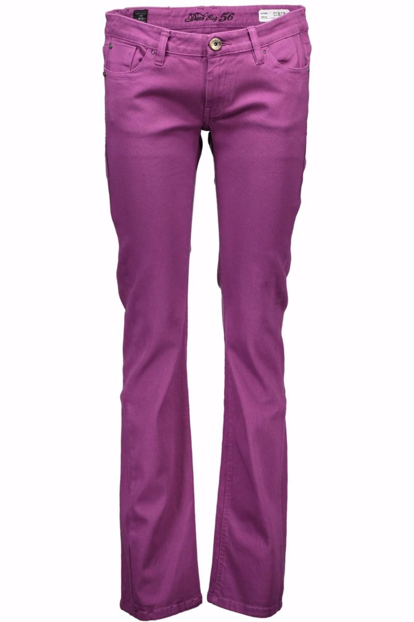 Datch 5-Pocket-Hose Lila Damenhose mit Röhrenbein & Stickerei - 5 Taschen Design