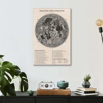 Posterlounge Leinwandbild Vintage Educational Collection, Moon Map (English), Vintage Grafikdesign