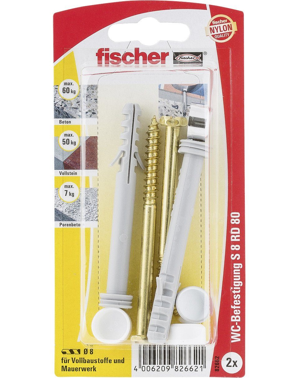 Schrauben- und Dübel-Set Fischer WC Befestigung 8.0 x 60 mm - 8 Stück