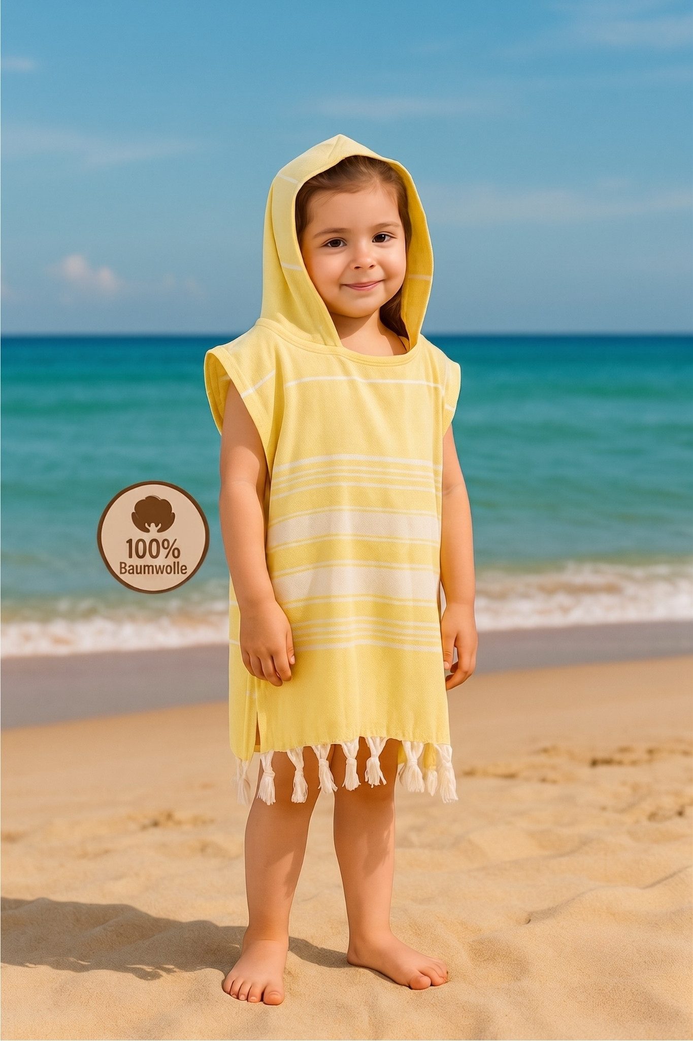 Formeya Kinderbademantel Kinder Badeponcho aus 100 % Baumwolle Peshtemal