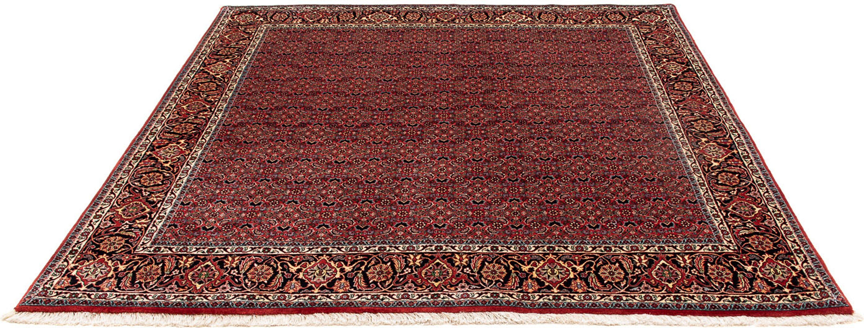 Orientteppich Perser - Bidjar quadratisch - 200 x 197 cm - dunkelrot, morgenland, quadratisch, Höhe: 15 mm, Wohnzimmer, Handgeknüpft, Einzelstück mit Zertifikat