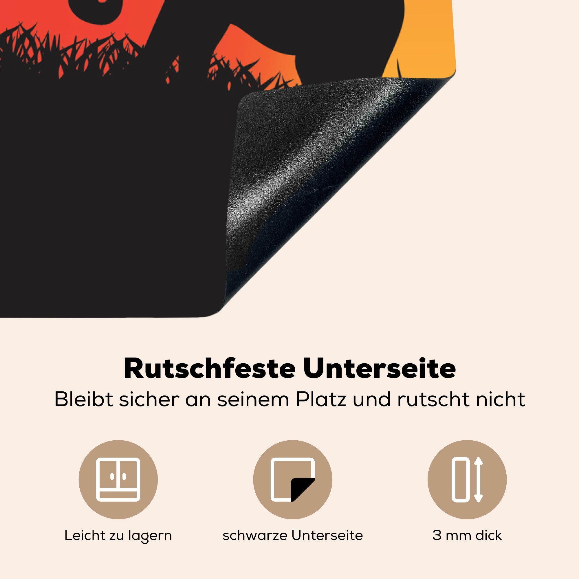 78x78 einer Herdblende-/Abdeckplatte Baby, Ceranfeldabdeckung, Arbeitsplatte küche für Elefantenmutter (1 mit Scherenschnitt-Illustration tlg), MuchoWow cm, Vinyl,