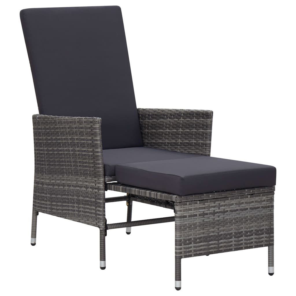 vidaXL Gartenlounge-Set 3-tlg. Garten-Lounge-Set mit Kissen Poly Rattan Grau, (3-tlg)