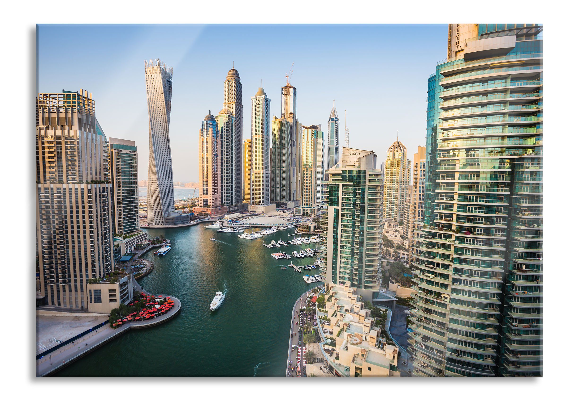 Aufhängungen (1 Pixxprint Glasbild Echtglas, Abstandshalter Dubai aus inkl. St), Metropole Metropole, Dubai Glasbild und