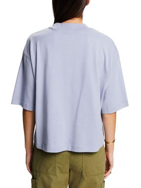 Esprit 3/4-Arm-Shirt Baumwoll-T-Shirt mit Logo und Stehkragen
