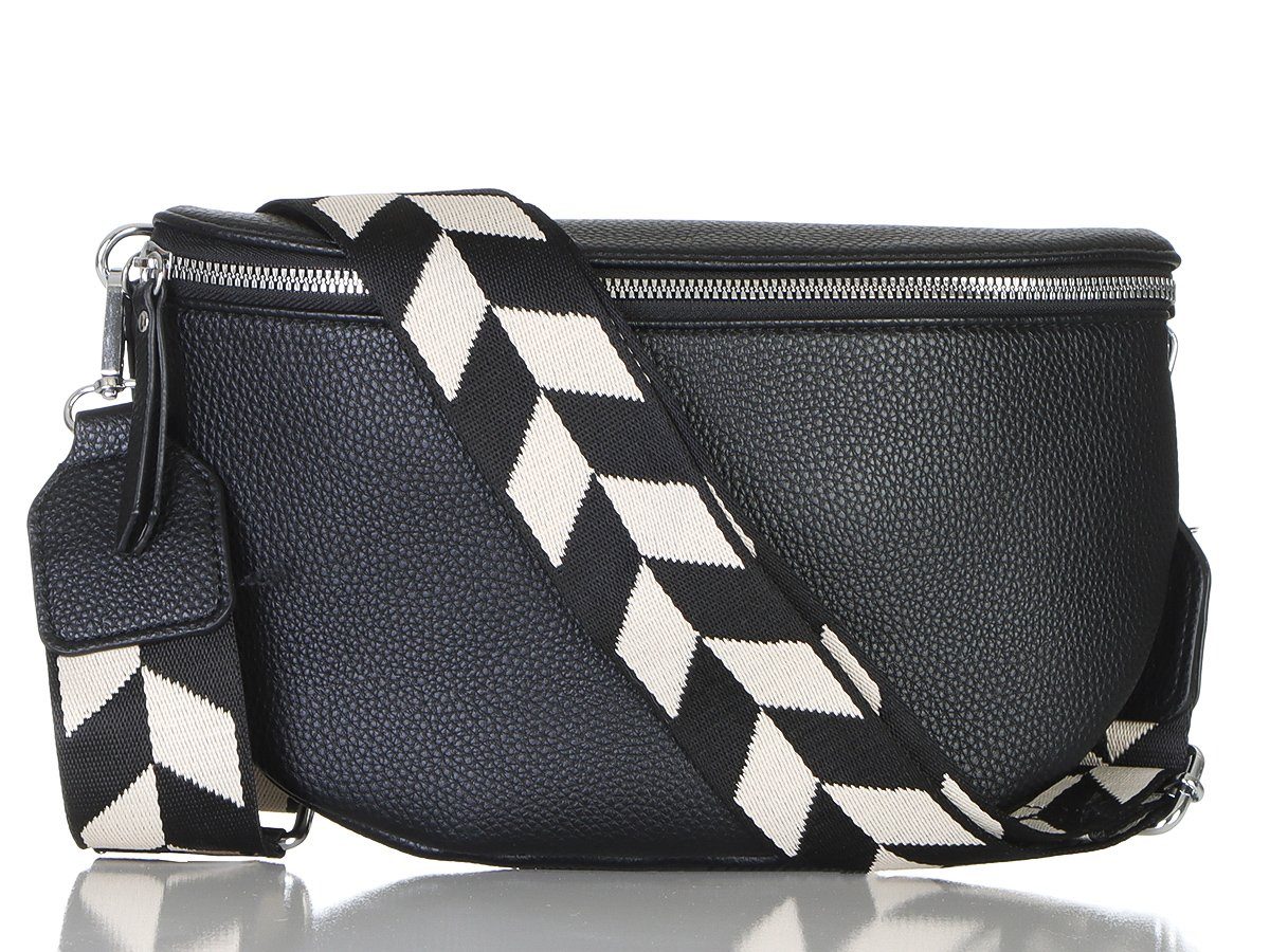 simaranda Handtasche Gürteltasche Damen 25 Schwarz Klein 23 x 14 x 7 cm