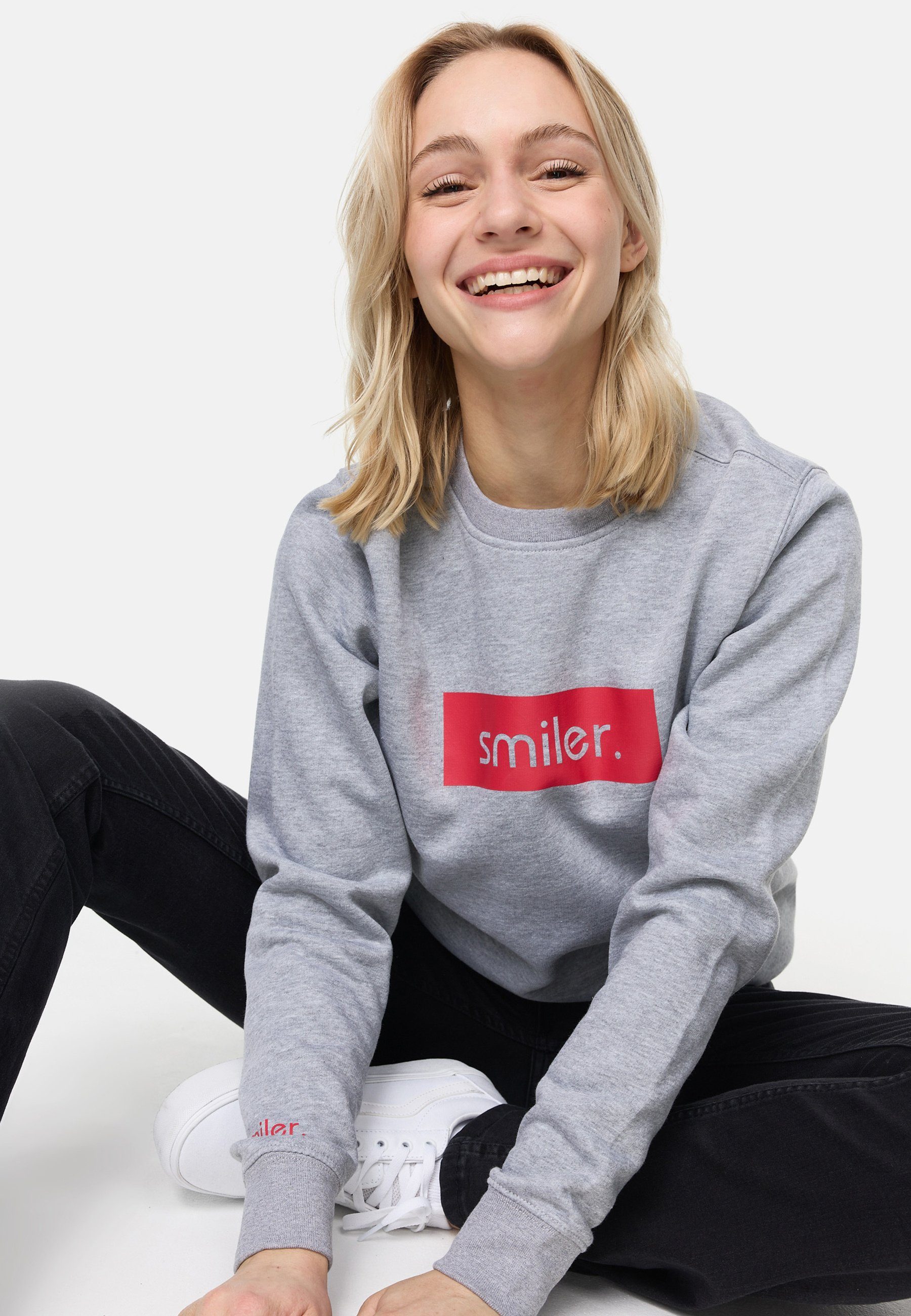 smiler. Sweatshirt dude. mit Label-Applikationen