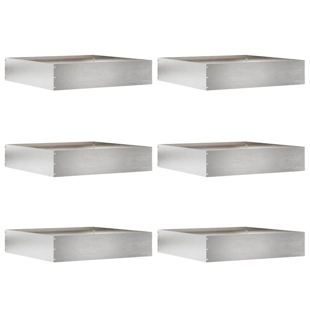 vidaXL Beetumrandung Raseneinfassung 6 Stk. 60 x 60 x 13 cm Edelstahl Silber