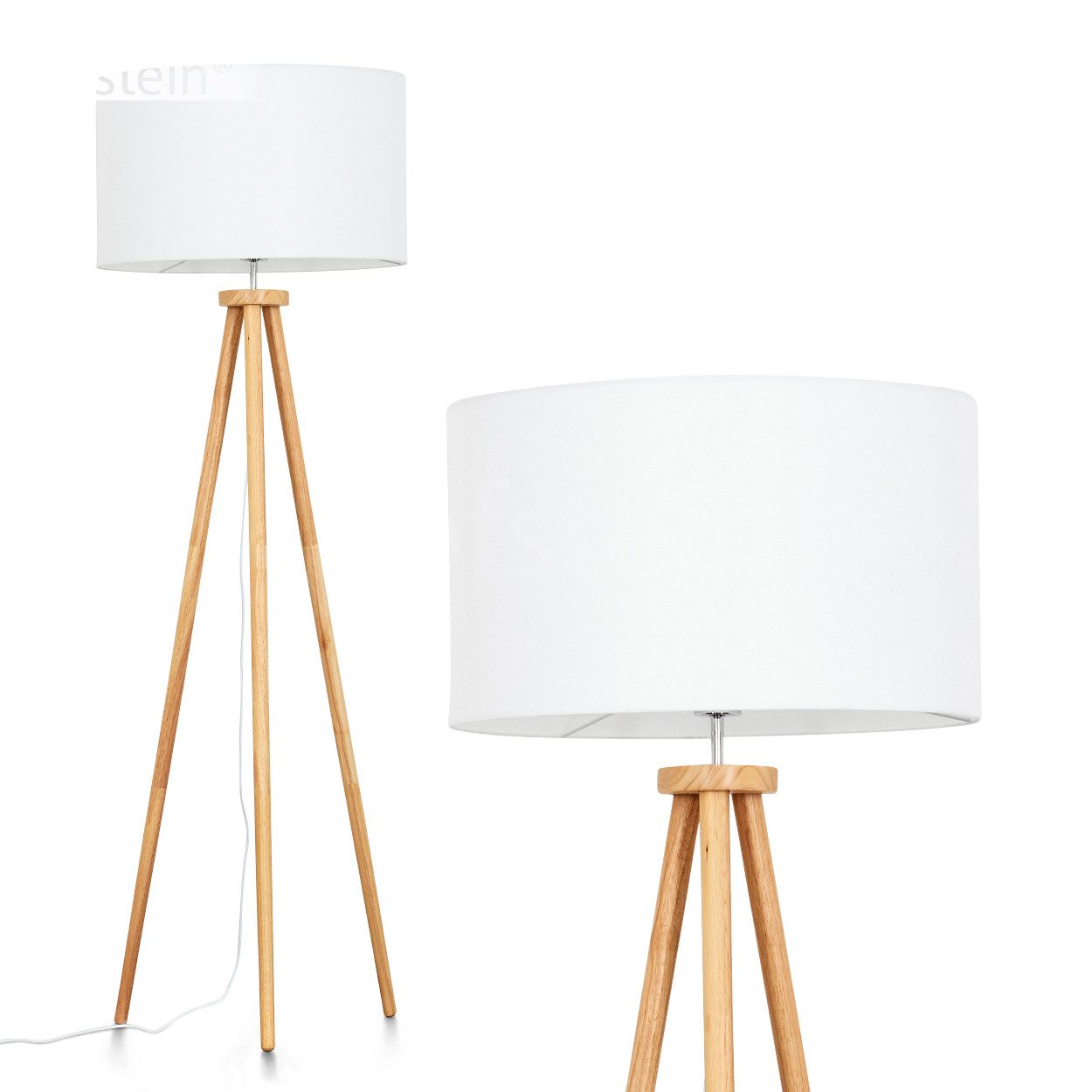 Stehlampe Stehlampe aus Holz/Stoff in Naturfarben/Weiß