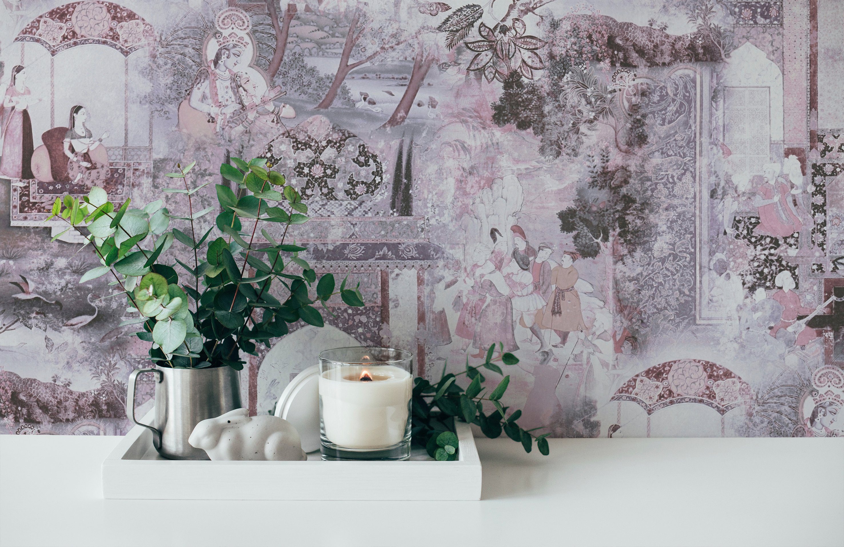 Orientalisch rosa-lila Ethnomuster, Flowery, Vintage A.S. glatt, Dream Tapete Vliestapete Création