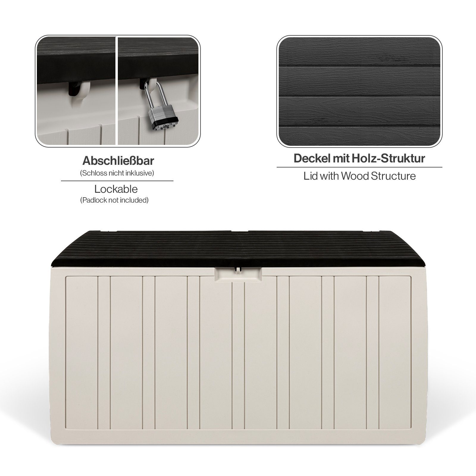 Kreher Kissenbox "Leonardo" 270 Liter in Creme Weiß, Abwaschbar und leicht zu reinigen