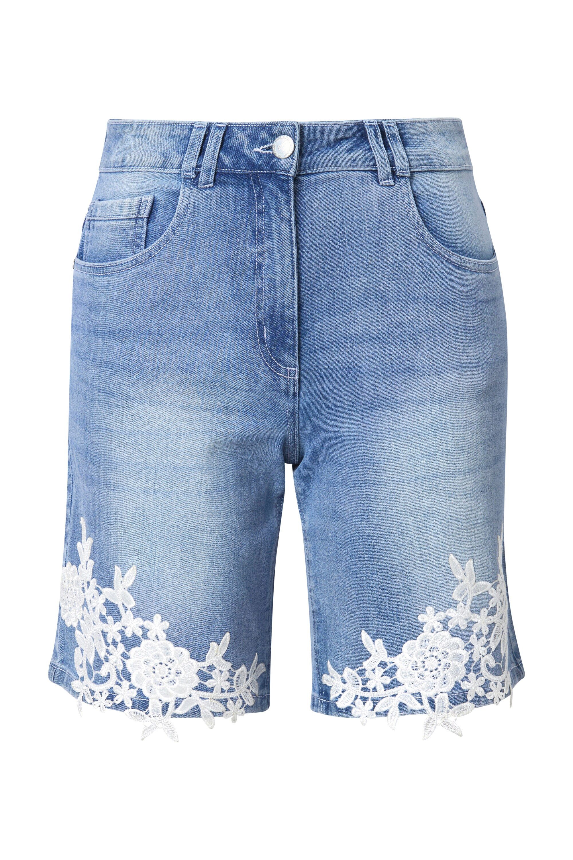 MIAMODA 5-Pocket-Jeans Jeans-Shorts gerade Spitze am Saum günstig online kaufen