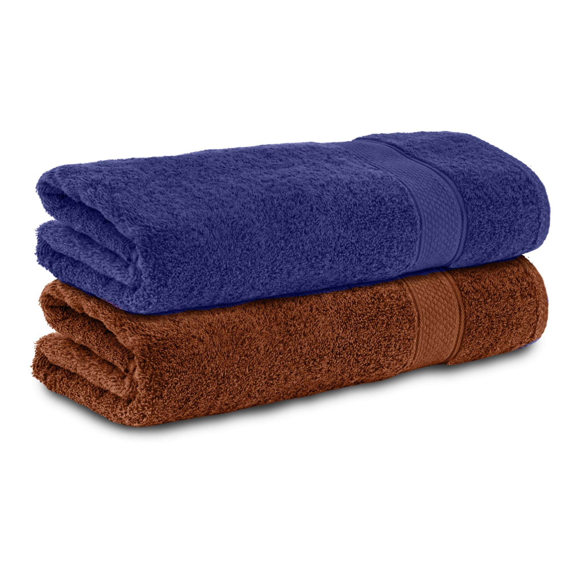 Komfortec Handtücher 100% Baumwolle, 470 Set, (2-St), 50x100 cm Braun&Navyblau Frottee Badetücher Weich g/m²