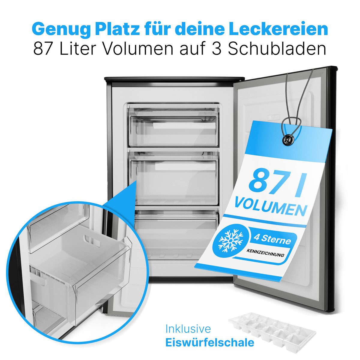 BOMANN Gefrierschrank GS 7253, 85 cm hoch, 55 cm breit, Gefrierschrank 87L, Gefrierschrank klein ≤ -18°C