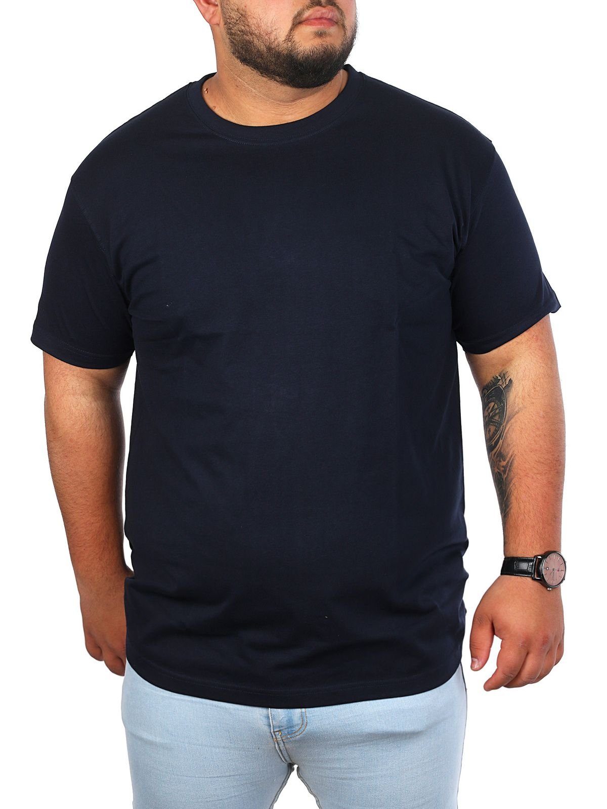 Young & Rich T-Shirt Herren Übergröße Basic big size optimierte moderne Passform Rundhalsauschnitt unifarben kurzarm regular fit