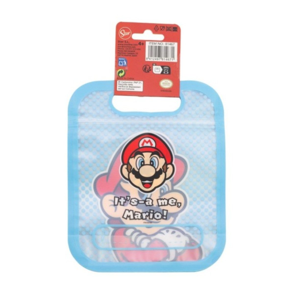 Super Mario Brottasche 4 Stück Snackbeutel mit Zip Verschluss für Obst Kekse und Snacks, (Spar-Set, 4-tlg)