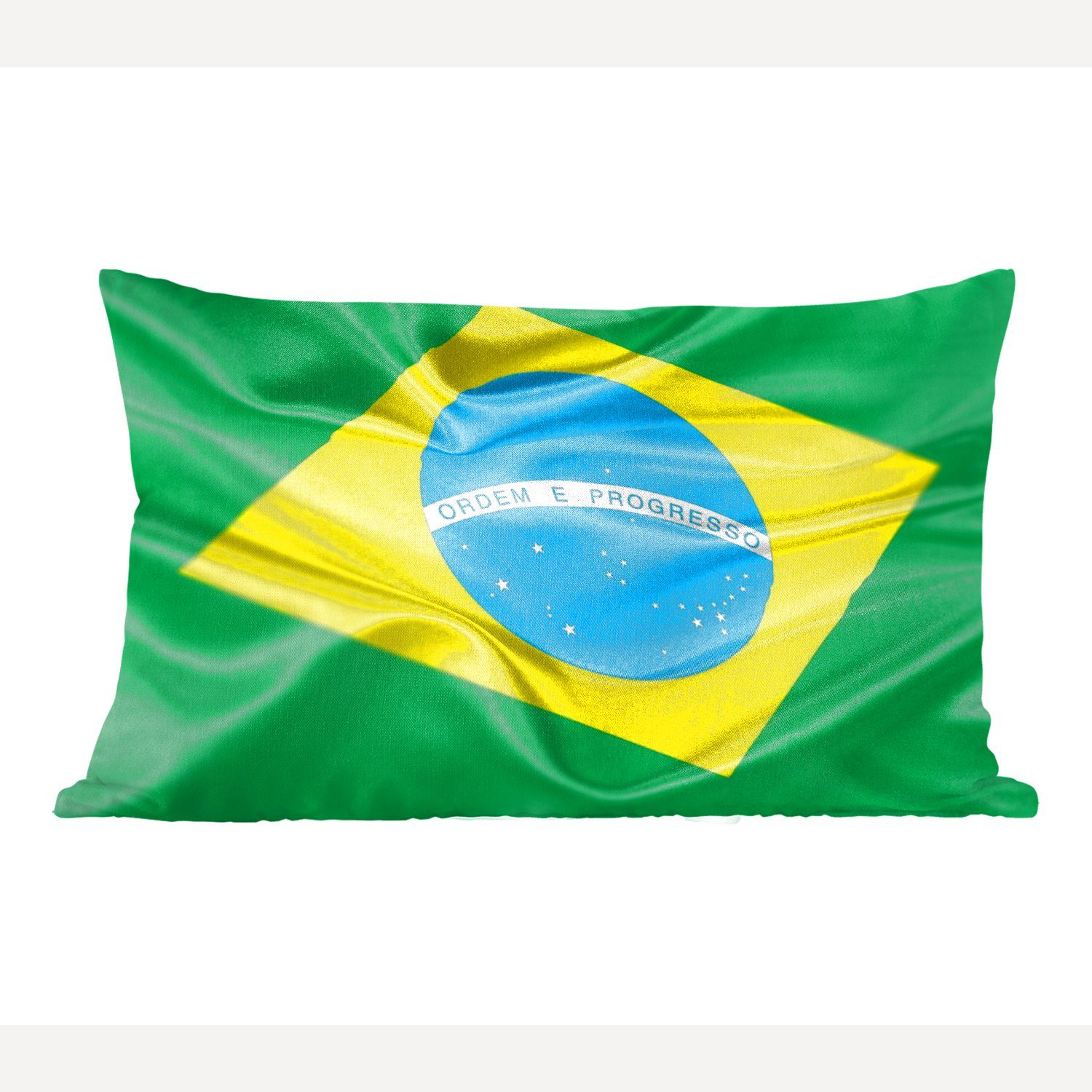 MuchoWow Dekokissen Nahaufnahme der Flagge von Brasilien, Wohzimmer Dekoration, Zierkissen, Dekokissen mit Füllung, Schlafzimmer