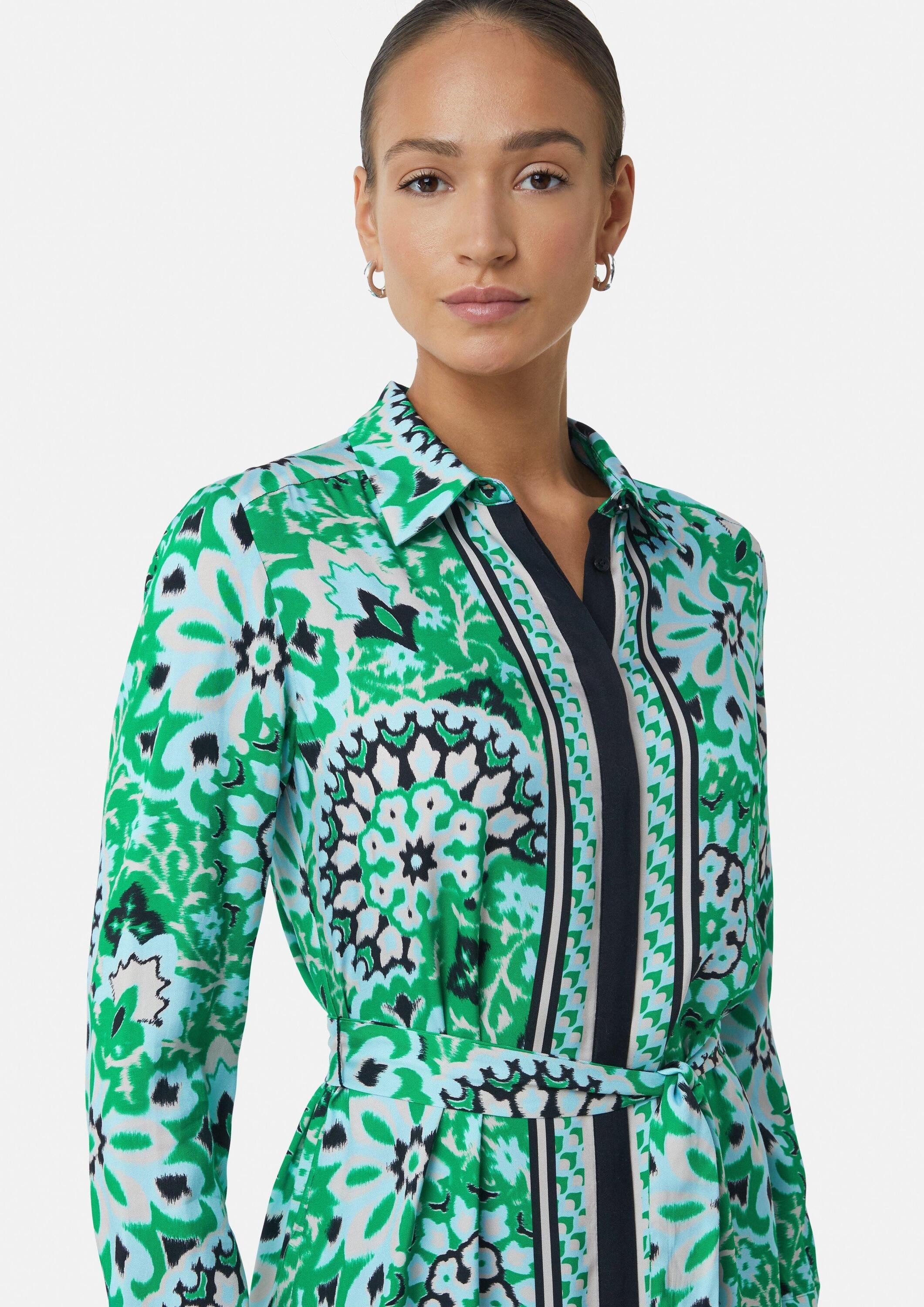 comma Midikleid Kleid Midi-Kleid mit verdeckter Knopfleiste und All-over-Print