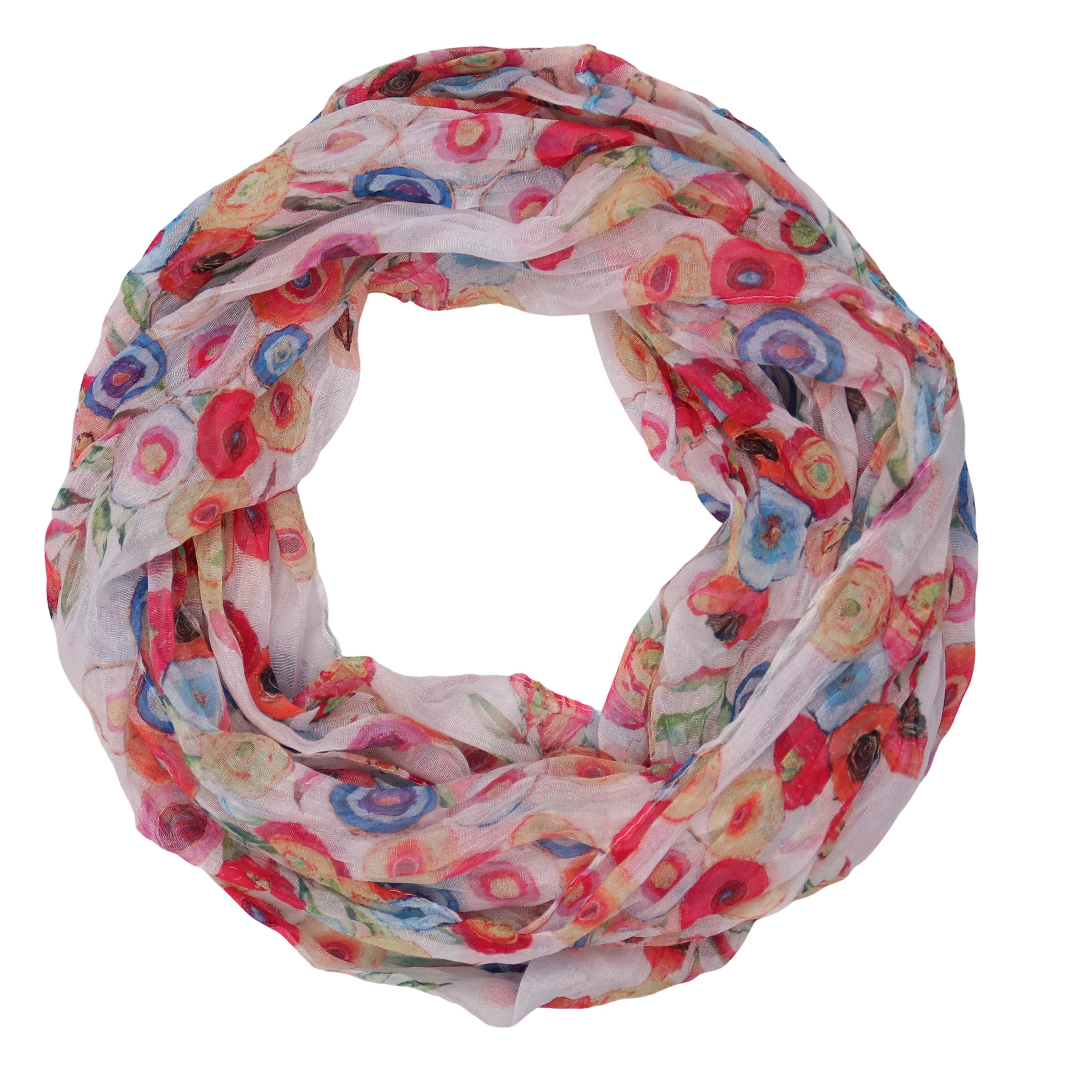 MIRROSI Loop Damen Schal mit Blümchen-Muster Weich, (zweimal um den Hals wickelbar, ca.45x75cm), Damen Halstuch ideal für Frühling, Sommer oder Herbst