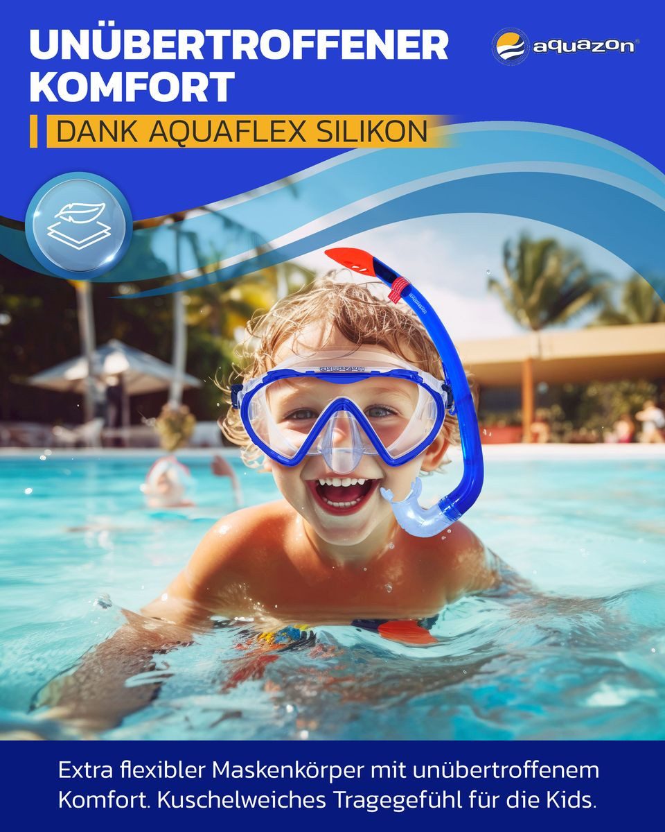 AQUAZON Taucherbrille KORFU mit Schnorchel, Schnorchelset für Kinder 7-12 Jahren