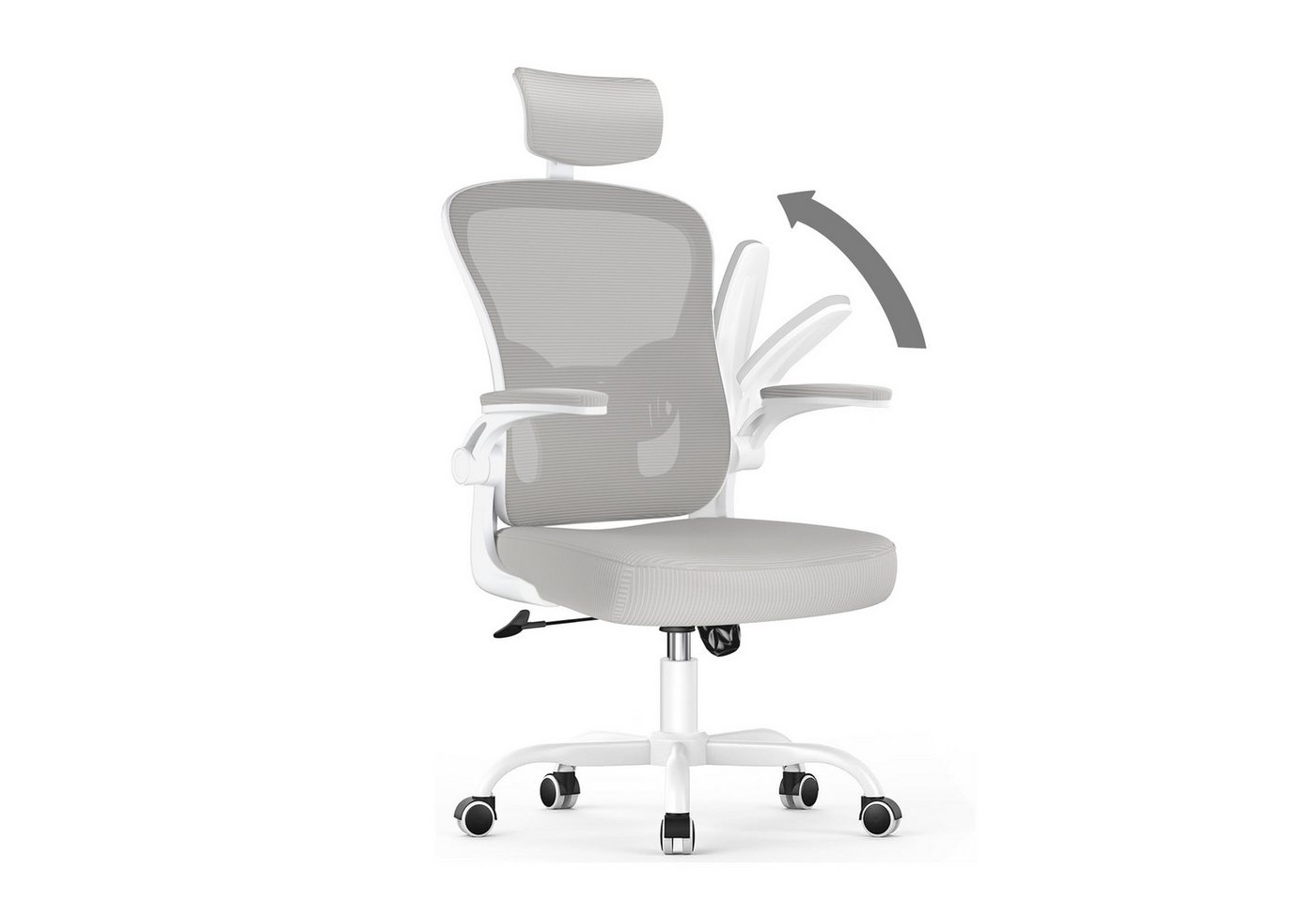 ZAISZE Bürostuhl Ergonomischer Bürostuhl mit Netzbezug und klappbaren Armlehnen (Spar-Set), Einstellbarer für maximale Bewegungsfreiheit