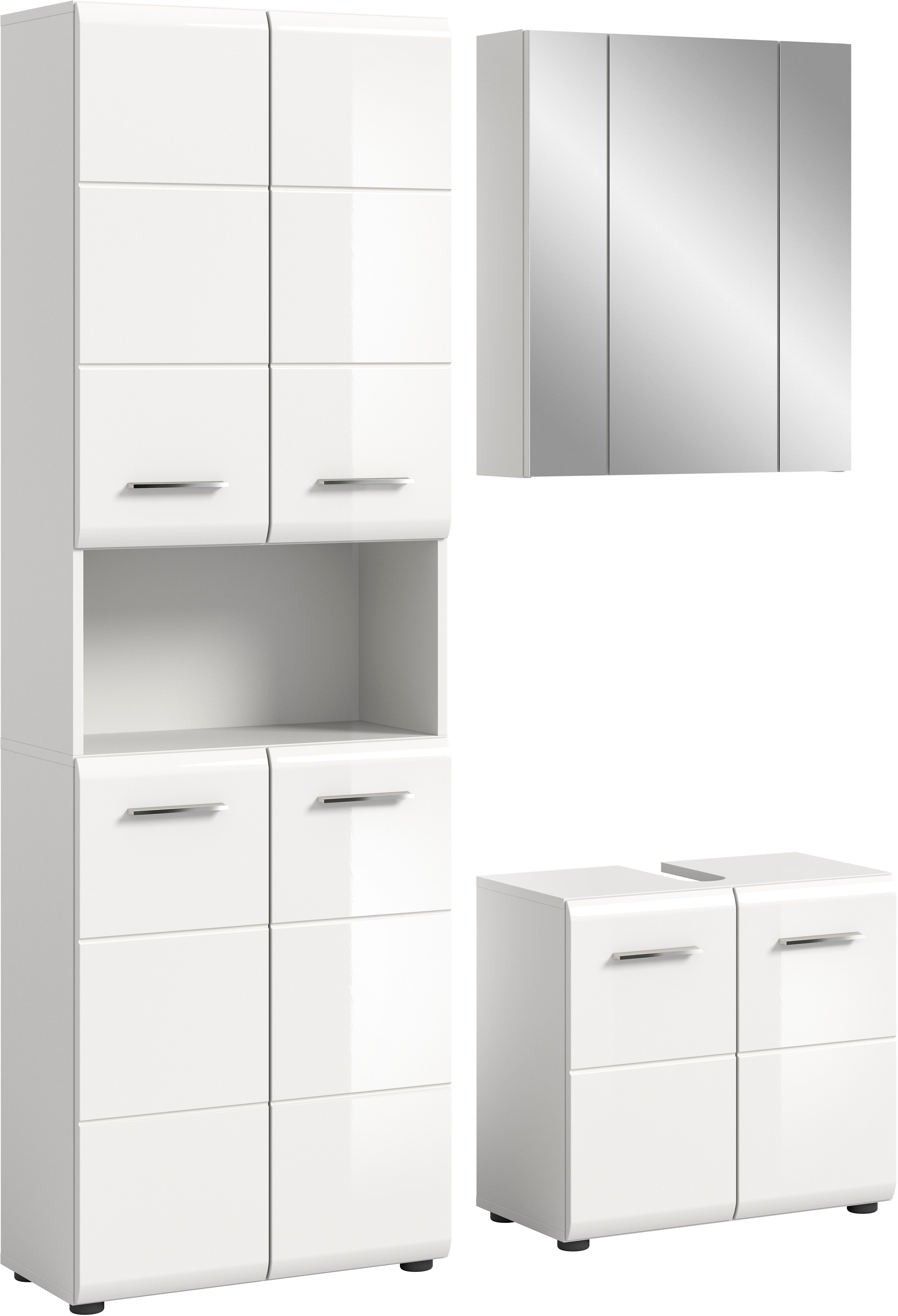 Badmöbel-Set FLORENZ, TOPSELLER!, 3-teilige Badkombination, hochwertige MDF-Front