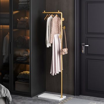 Vicbuy Kleiderständer Garderobenständer mit 3 Haken, Freistehender Kleiderständer, (mit Marmor-Grundplatte, Kleiderstange aus Metall), Arbeitszimmer, Wohnzimmer, Schlafzimmer