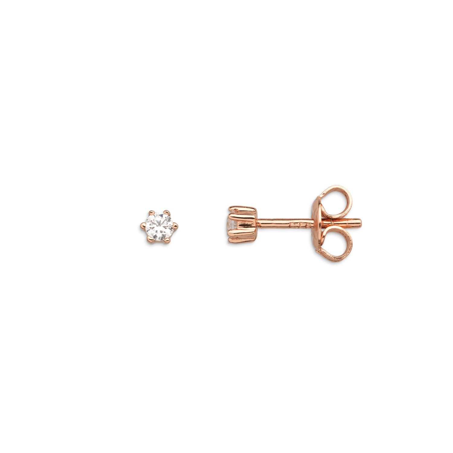 Paar Ohrstecker XS3515R Ohrstecker Silver Circle Krappe Rosé Zirkonia Ø 3 mm