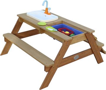 DOTMALL Tischsitz AXI Sand and Water Picnic Table "Emily" with Play Kitchen Brown