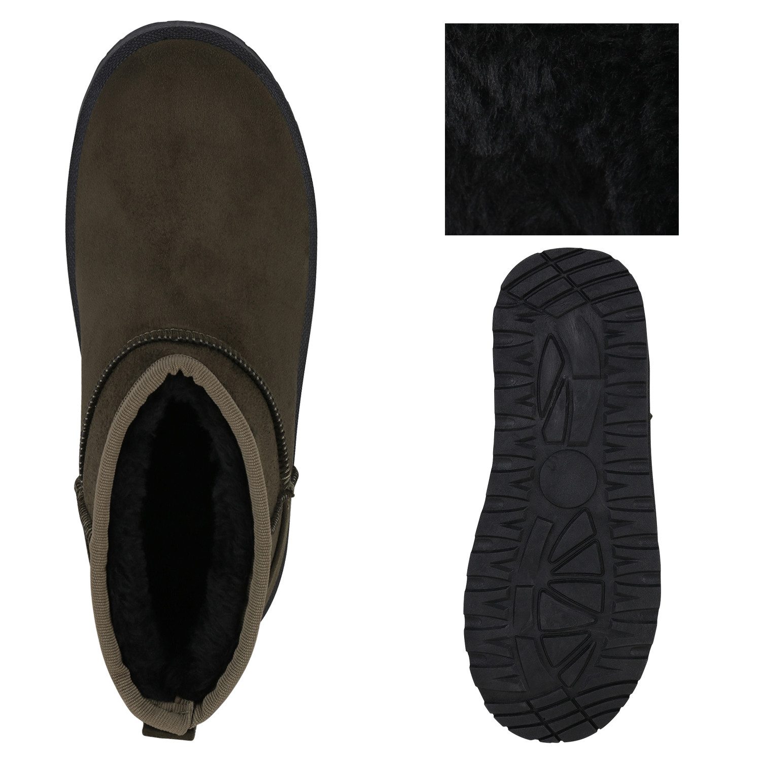 VAN HILL 840827 Winterstiefelette Damen Warm Gefütterte Winter Boots Bequeme Profil-Sohle