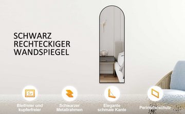 GOEZES Standspiegel Flurspiegel modern 150x50cm mit Alurahmen 5mm HD Bleifreier Spiegel (Ganzkörperspiegel Oval, für Schlafzimmer, Wohnzimmer, Badezimmer), explosionsgeschützt, hängend, Wand gelehnt