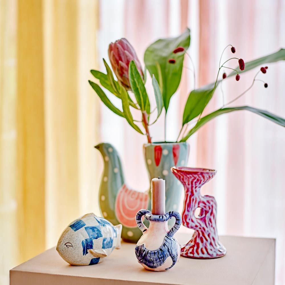 Bloomingville Dekovase Halim Vase, aus Glas in weißen Nuancen, einzigartige Form, Blumenvase Glasvase Tischvase, Wohnaccessoire, Nordische Dekoration