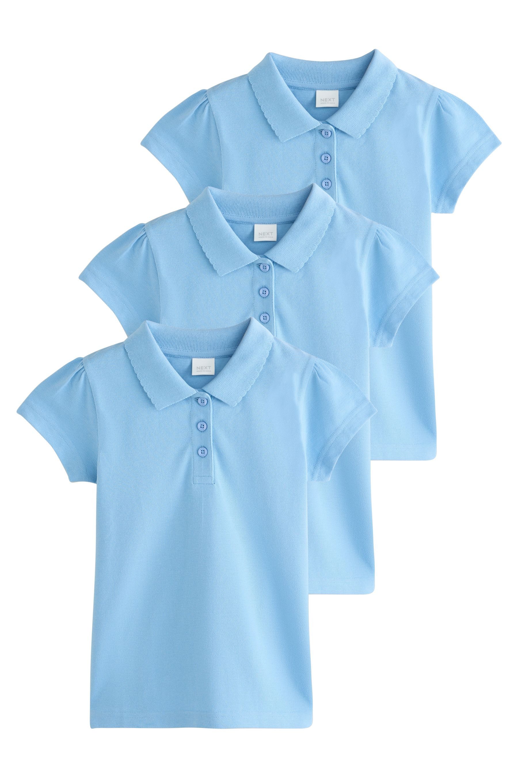 Poloshirt Kurzärmelige Mädchen-Polohemden Baumwolle 3er-Pack