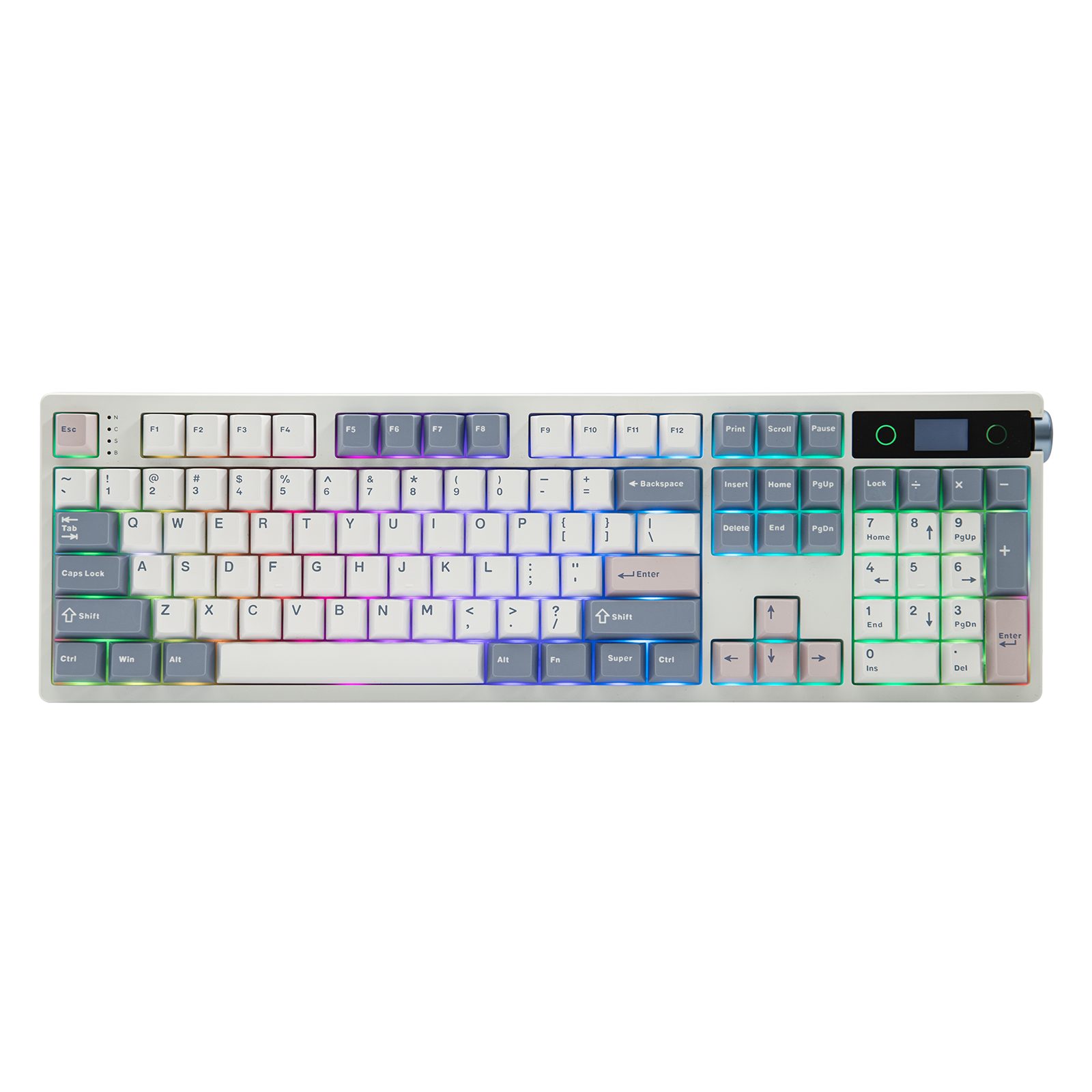 EPOMAKER TH108 PRO Full Size Mechanische Tastatur mit Bildschirm & Drehknopf Tastatur (RGB Gaming Tastatur Kabellos, Custom Driver, 10000 mAh, Creamy Gasket)