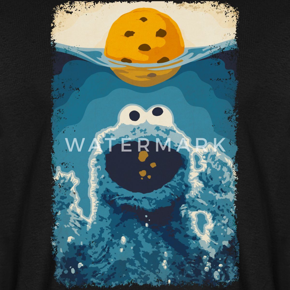 Spreadshirt T-Shirt Sesamstraße Krümelmonster Hai Männer Premium T-Shirt (1-tlg)
