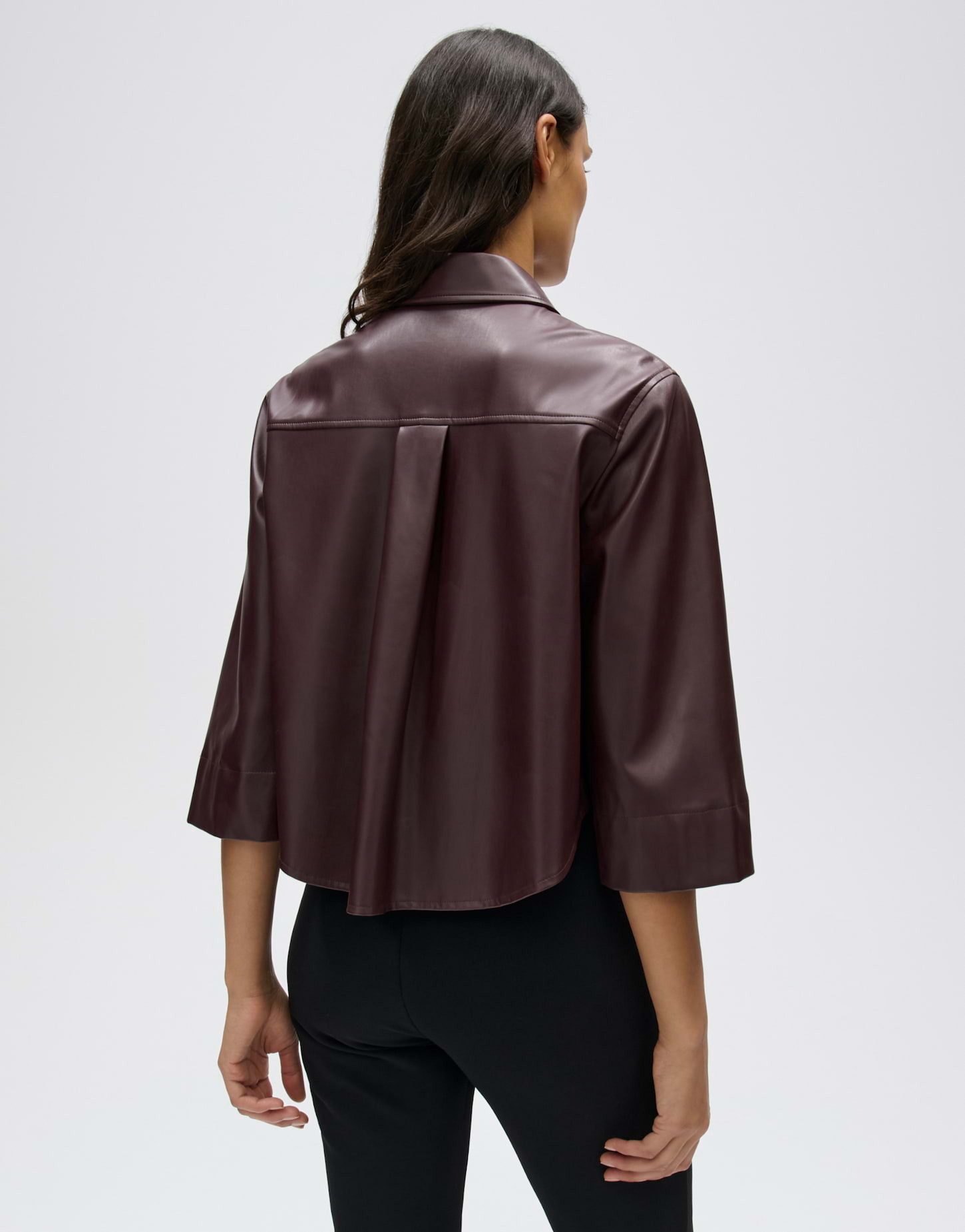 OPUS Hemdbluse Feleda aus glatter Lederoptik Weite Silhouette mit abgerundetem Saum und Rückenfalte – Bild 3 von 5