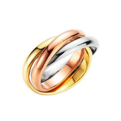 Firetti Fingerring Schmuck Geschenk, 3-fach verschlungen, tricolor