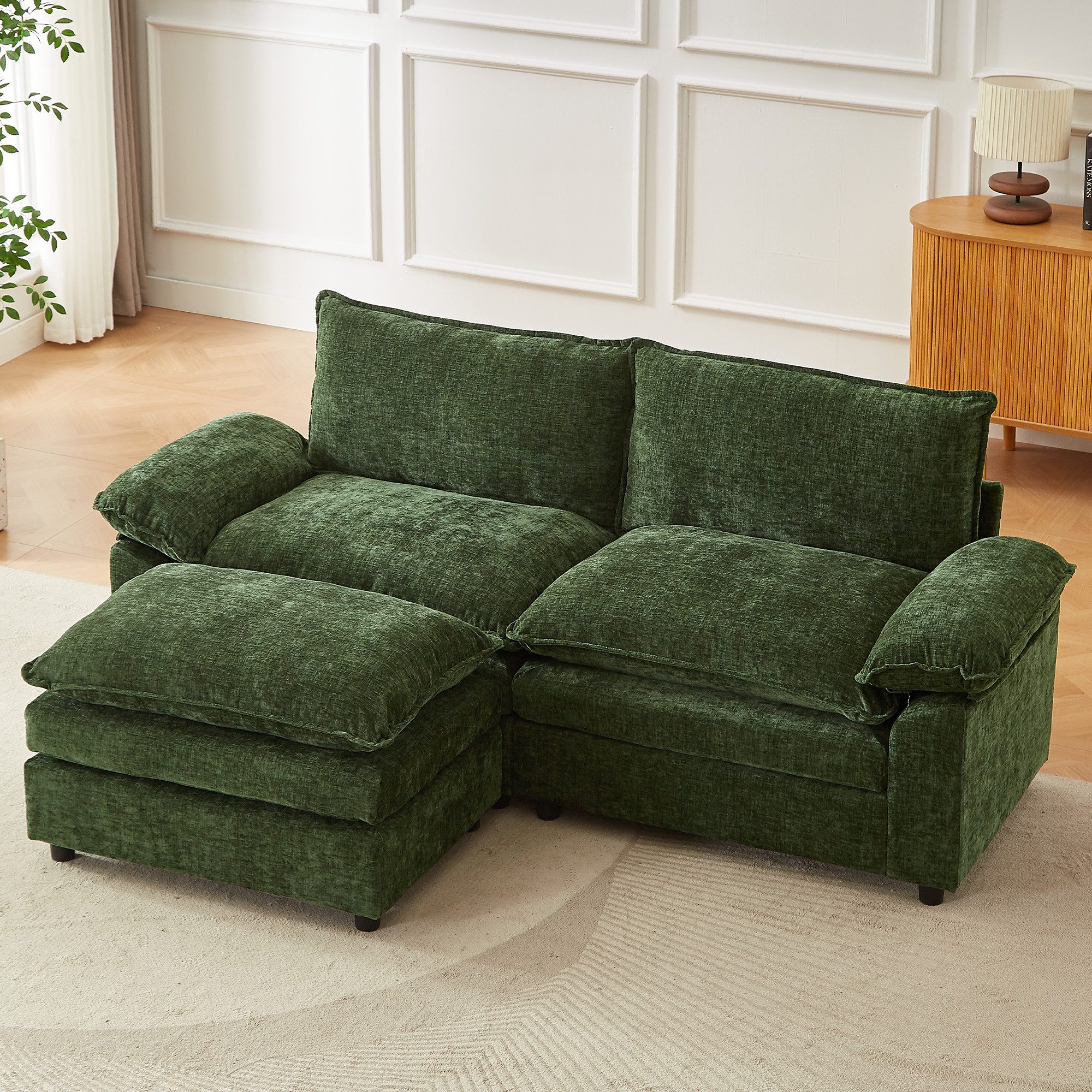 Jiexi Wohnlandschaft Modulares Sofa aus Chenille Freie Kombination Wohnlandschaft – Bild 4 von 5