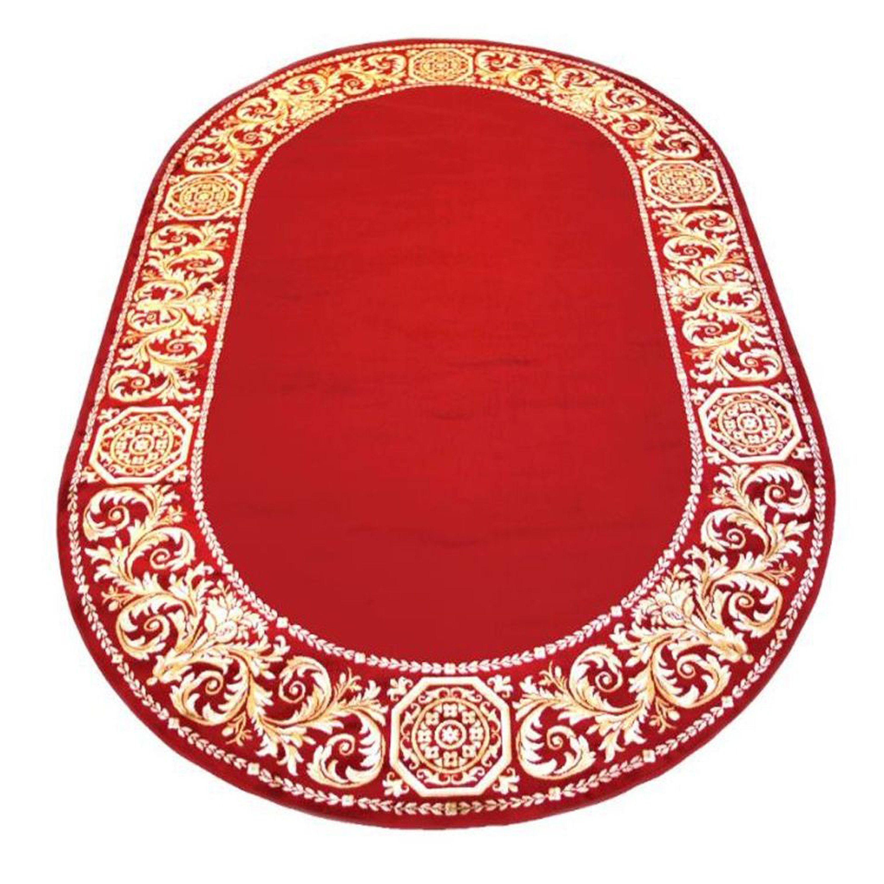 Belle Arti Teppich Luxus Teppich Wohnzimmer Barock schwarz gold beige oder rot kurzflor, Oval, flauschig
