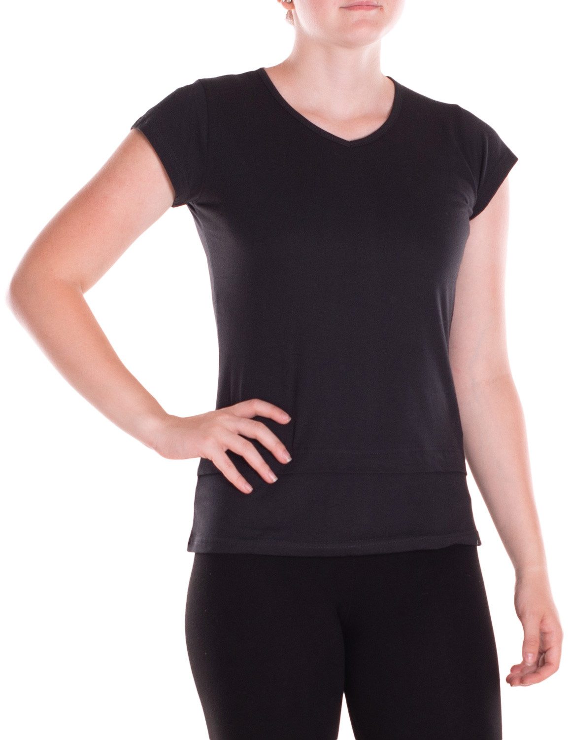 Vishes Kurzarmshirt Basic Shirt Damen Kurzarm Unifarben Jersey Baumwolle Sommertop Alternative Mode, Boho, Hippie, Ethno, Festival