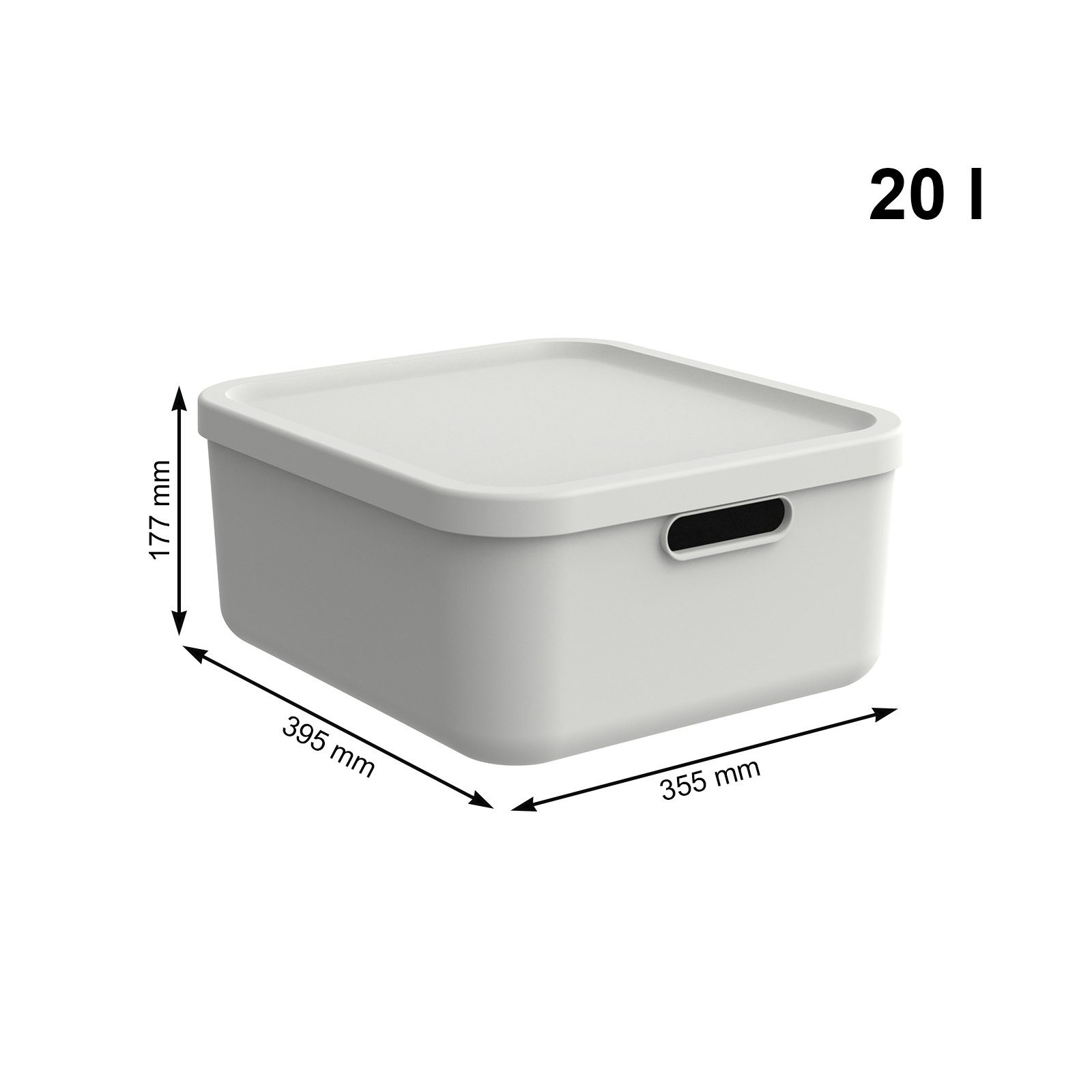 ROTHO Stapelbox Albula Light Set 3tlg. 2x 20l und 55l Aufbewahrungsboxen mit Deckel (3-teilig, Boxen-Set), Recycelt, modular, mit Tragegriffen – Bild 3 von 5