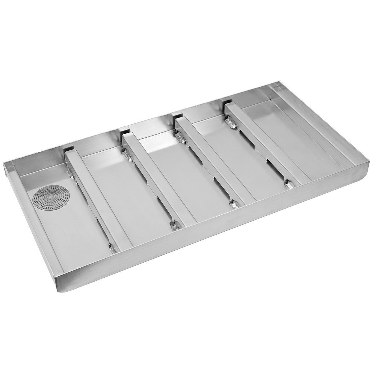 Emco Fußmatte Schmutzfangwanne Aluminium Bodenwanne für Eingangsmatten, rechteckig, Höhe: 75 mm, Größe: 1000x500mm, mit Ablauf DN 50, wasserdicht verschweißt