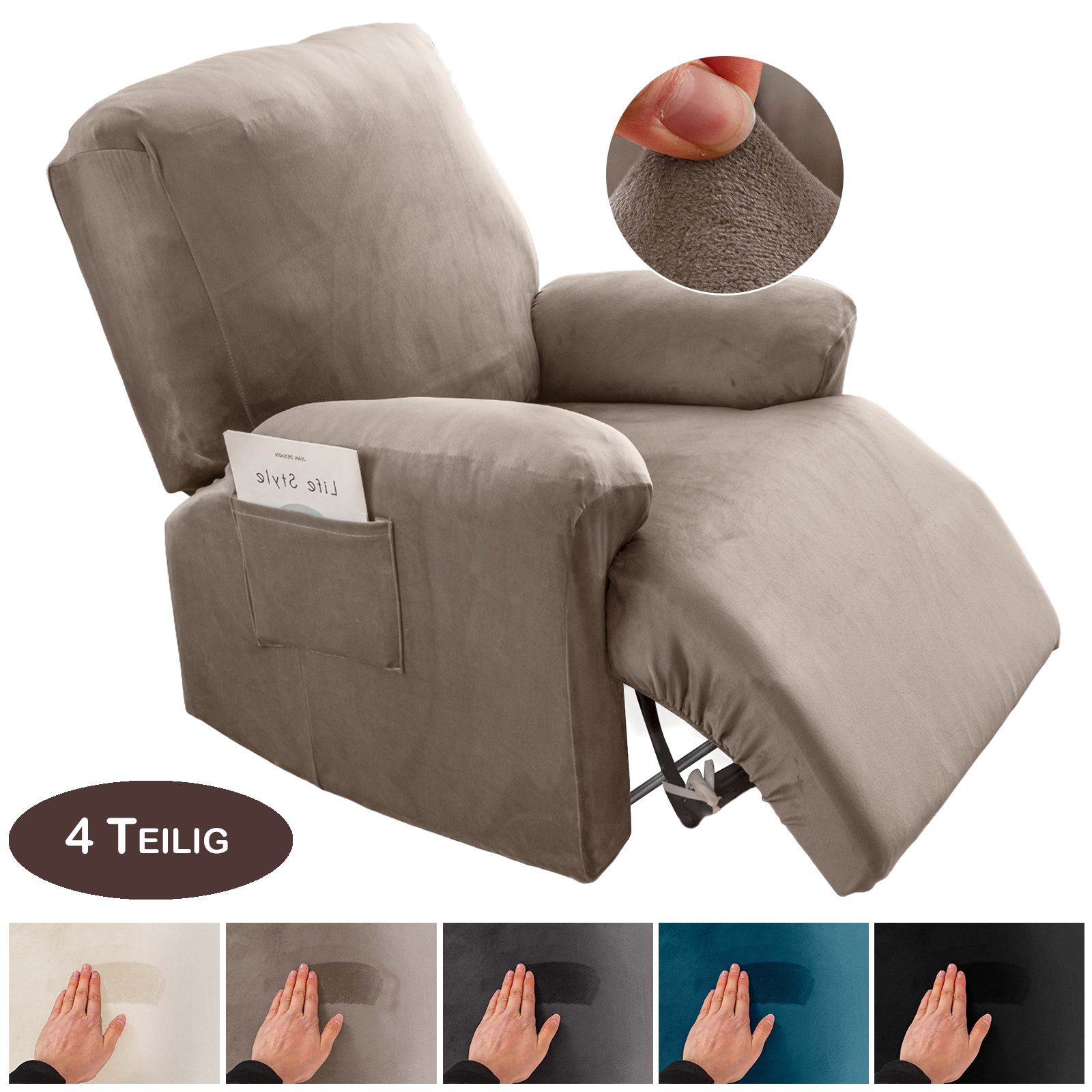 BTTO Relaxsesselhusse Sesselhussen Relaxsesselhusse Samt,Stretch Sesselbezu günstig online kaufen
